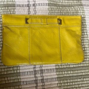 Yellow patent jcrew clutch